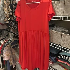 Women’s red flowy dress